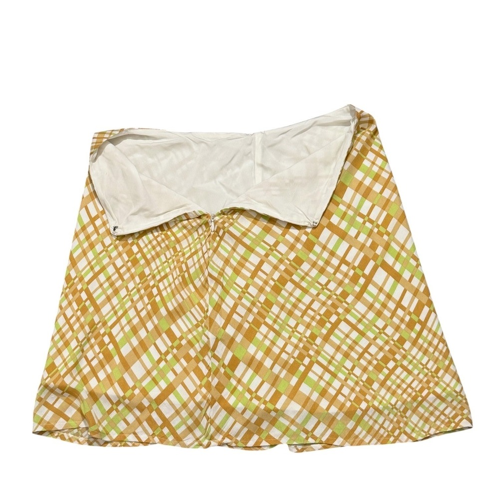 BP. Preppy Plaid Flowy Mini Skirt Retro High Waist Green Brown Womens Size M NWT - Picture 4 of 7